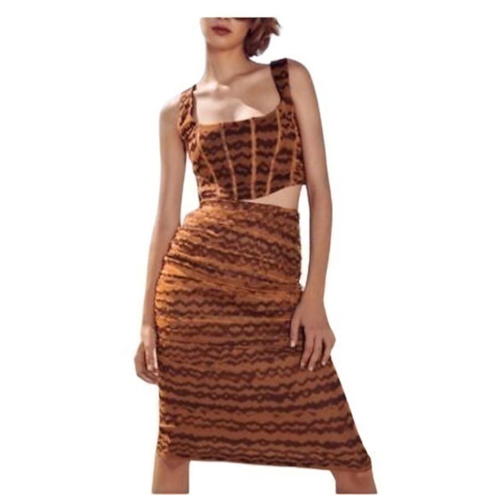 Zara Brown 70’s style cinched midi skirt